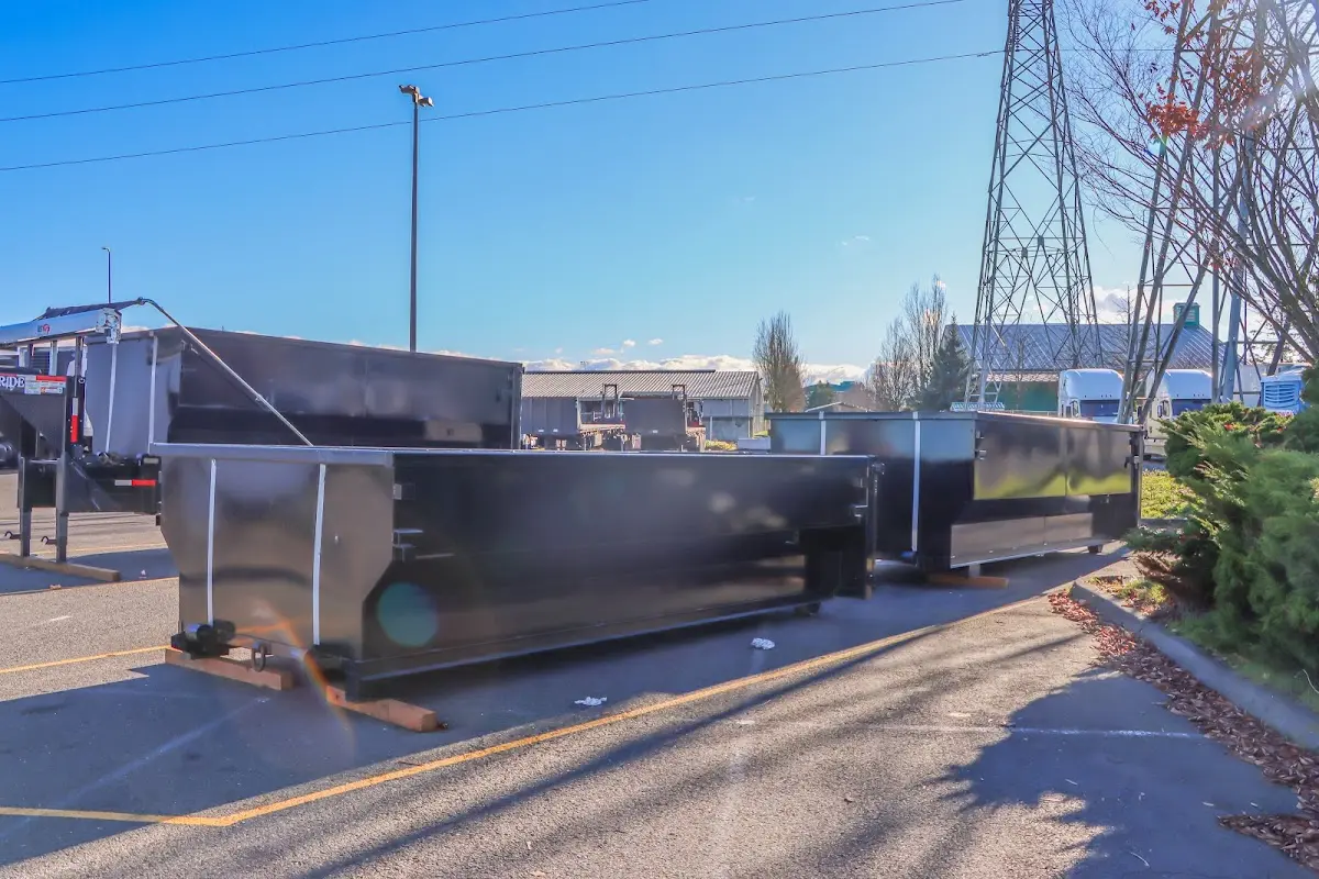 Roll-off dumpster ready for waste disposal at job site for 3 Yard Dumpster Rental in Shaw Heights